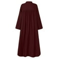 thumbnail image 5 of Womens Solid Color Button Cardigan High Waist Casual Long Dress Loose Long Sleeve Shirt Lounge Maxi Dress, 5 of 8
