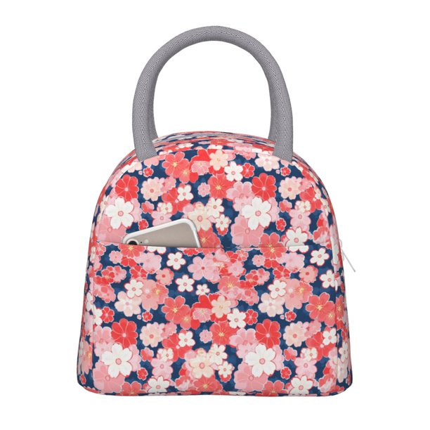 Easygdp Japanese Cherry Blossoms Bolsa de Almuerzo Insulada Grande, Forro de Aluminio, Diseño Espacioso, a Prueba de Fugas, Ideal para Trabajo, Picnics, Viajes y Actividades al Aire Libre