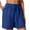 Blue, variant on Costeam Womens Crinkle Linen Blend Casual Shorts Dual Side Square Patch Hand Pockets Adjustable Drawstring Elastic High Waist Loose Relaxed Mid Thigh Lightweight Breathable Summer Short Pants