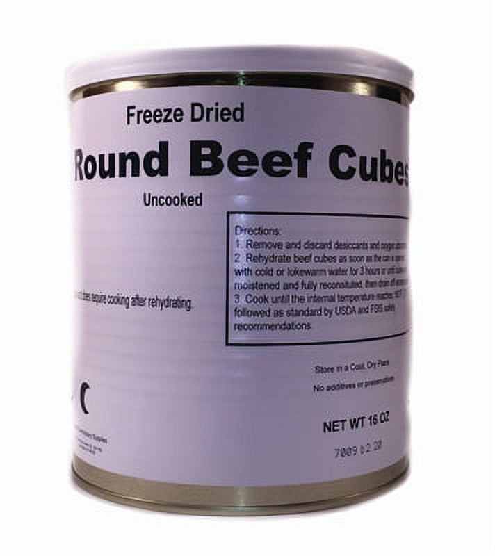 Military Surplus Freeze Dried Top Round Beef Cubes Emergency Survival Preparedness Food for Camping Hiking and Backpacking #10 Can - Single Can