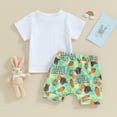 thumbnail image 3 of Bagilaanoe 3pcs Toddler Easter Outfits Baby Girl Shorts Set Short Sleeve T-Shirt Tops + Shorts 6M 12M 18M 24M 3T Kids Casual Clothes, 3 of 8