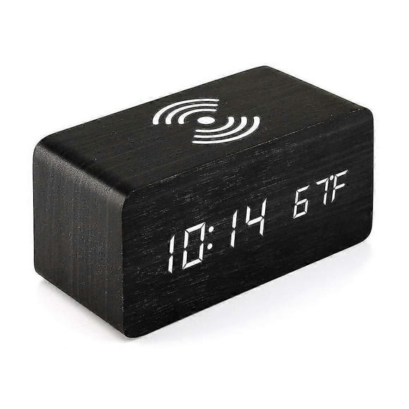 Digital Alarm Clock Led Desktop Alarm Clock Temperature Display With Wireless Chargerfor iPhone 16 15 14 13 12 Pro Max Plus Samsung Galaxy S21