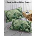 thumbnail image 2 of Palm Leaves Tropical Queen Pillow Cases Set of 2 - Microfiber Bed Throw Pillow Covers, Green Botanical Summer Green Ombre Decorative Lumbar Pillow Cover with Envelope Closure for Sofa/Travel 20"x30", 2 of 6