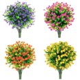 thumbnail image 1 of Flores artificiales para exteriores, resistentes a los rayos UV, 16 paquetes de flores colgantes de plástico multicolor para jardineras, patios, porches, jardines, ventanas, etc., 1 of 7