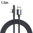 thumbnail image 1 of Lttoisl 100W Fast Charging USB-C Cable with 90-Degree Bendable Connector, Braided Nylon Mobile Game Charger Cord for USB-C Devices, 6.6ft, Black, 1 of 8