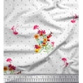 thumbnail image 1 of Soimoi Cotton Voile Fabric Dot,Leaves & Periwinkle Floral Printed Fabric 1 Yard 42 Inch Wide, 1 of 3