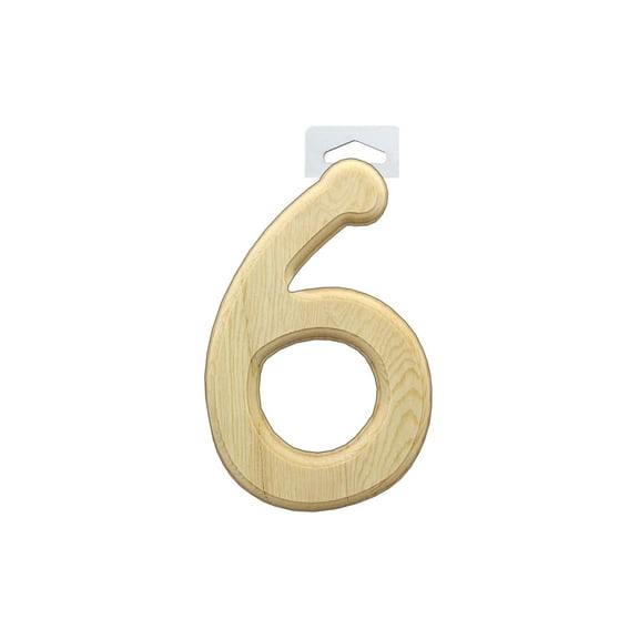 Multicraft Wood Number Bevel Cut 6" Natural 6