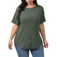 thumbnail image 4 of Vibrex Womens Plus Size Tops Crewneck Short Sleeve Shirts Casual Loose Tunic Tops Curved Hem Summer Blouses, 4 of 8