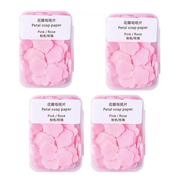 400 hojas de papel de jabón, copos de jabón desechables de pétalos de flores, papel espumoso Rosa