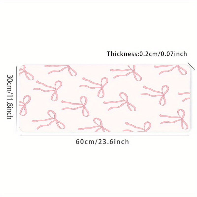 Pink Bow Large Gaming Mouse Pad - Non-Slip, Aesthetic Desk Mat For Women & Girls - Perfect Birthday Gift