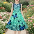 thumbnail image 2 of snilers Girls Summer Sundress Butterfly Print Sleeveless Swing A Line Dresses Beach Vacation Pleated Midi Dresses for Kids 4-14 Years, 2 of 7