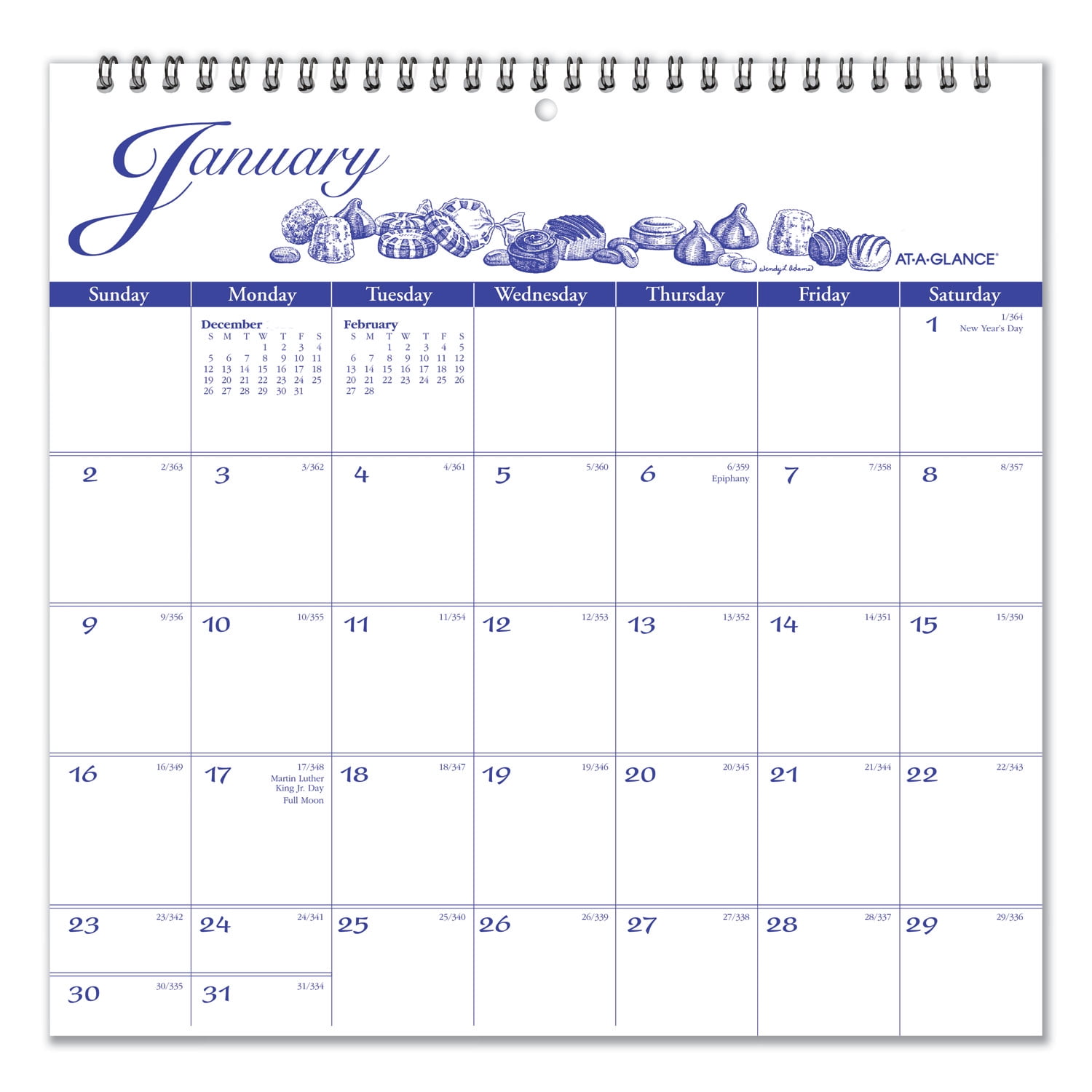 ATAGLANCE 12Month Illustrator’s Edition Wall Calendar 12 x 12 2021