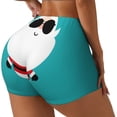 thumbnail image 1 of Balery Cute Santa Claus Pantalones cortos de entrenamiento estampados para mujer, sin costuras, ajustados, para gimnasio, yoga, correr, deportes, ejercicio activo, fitness.-X-Large, 1 of 8