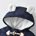 thumbnail image 5 of Baby Toddler Girls Boys Winter Hooded Romper Snowsuit Booties Cotton Jumpsuit Outfits Dark Blue 9-12 Months, 5 of 6