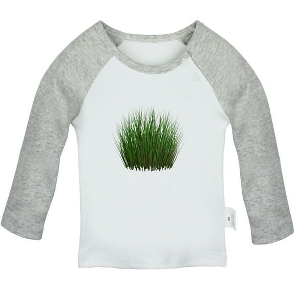Nature Pattern Grass T shirt For Baby, Newborn Babies T-shirts, Infant Tops, 0-24M Kids Graphic Tees Clothing (Long Gray Raglan T-shirt, 0-6 Months)