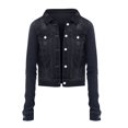 thumbnail image 5 of Huesdet Womens Long Sleeve Short Denim Jacket Lapel Button Up Cropped Trucker Jean Jackets Coats(Black,XXL), 5 of 5