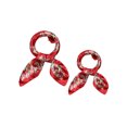 thumbnail image 1 of Unique Bargains 2Pcs Femmes Floral Polka Dots Foulard Rayé Floral Rouge & Floral Rouge, 1 of 7