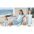 thumbnail image 6 of NIPAXO Girls Dress Puff Sleeve Floral Print Tiered Ruffle Hem Cotton Blend Summer Casual Dress for Girls with Lace Neckline Blue, 6 of 8