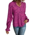 thumbnail image 4 of SLADYGLO Women Floral Print V Neck Ruffle Long Sleeve Blouse, 4 of 7