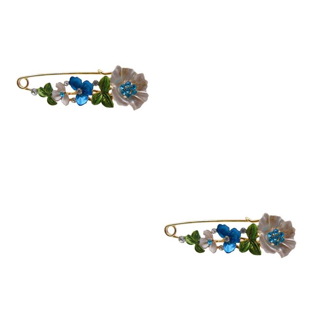Qarigey Broche de flor de cristal, broche de pecho elegante y para fiesta, joyería de moda, regalo personalizado, accesorios para disfraces, Azul 2Conjunto