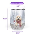 thumbnail image 5 of Playful Goldendoodle Welcomes Winter Snowy Day with Cardinal Bird 12oz Stainless Steel Wine Tumbler Insulated Cup with Lid Doodle Dog Lover Gifts Idea - 2017, 5 of 5