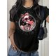 thumbnail image 1 of Chic Valentine's Day T-Shirt with Cute Cartoon Bow and Slogan Print, Round Neck, Polyester - Summer Casual Wear Tee For Adult, Men, Women, Teen, Teenager, Adolescent, Youth, 1 of 6