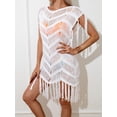 thumbnail image 5 of Biezeib Women Beach Cover Up Solid Color Tassel Cutout See-Through Summer Swimsuit Coverup Crochet Bathing Suit Cover Ups Dresses, 5 of 6
