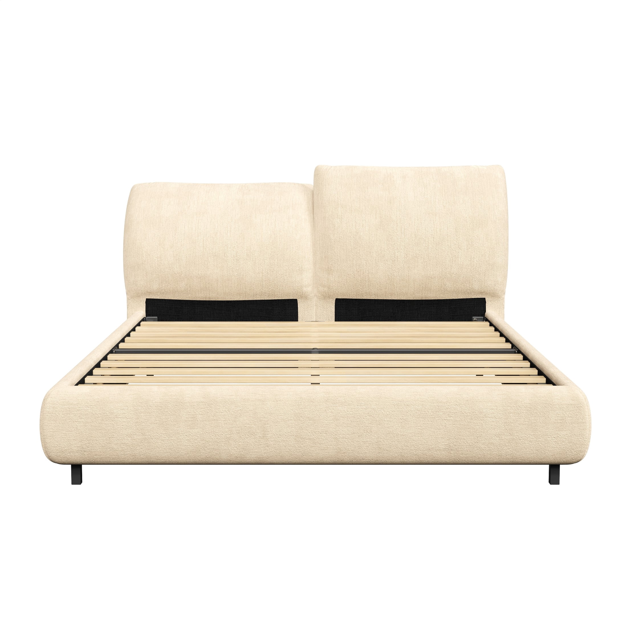 Christopher Knight Home Minimalist Upholstered Queen Bed Frame with Adjustable Cushions, Beige