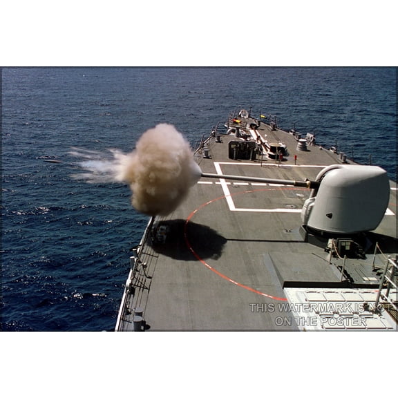 24"x36" Gallery Poster, mark 45 gun uss benfold ddg-65 destroyer