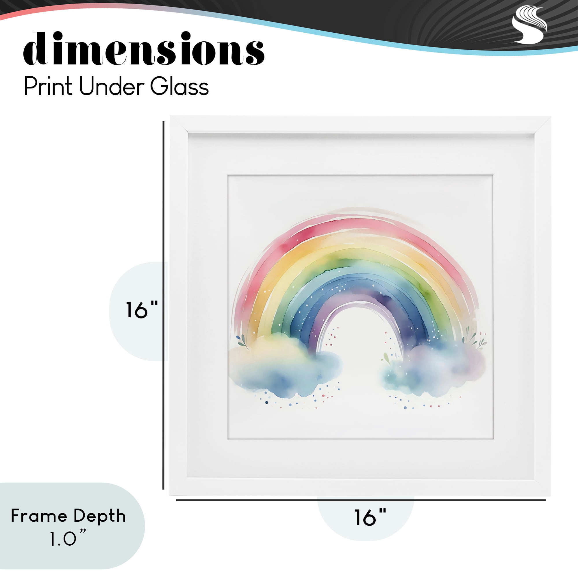 Stupell Industries Soft Rainbow with Clouds White Framed Print Under Glass, design by Creative Studio