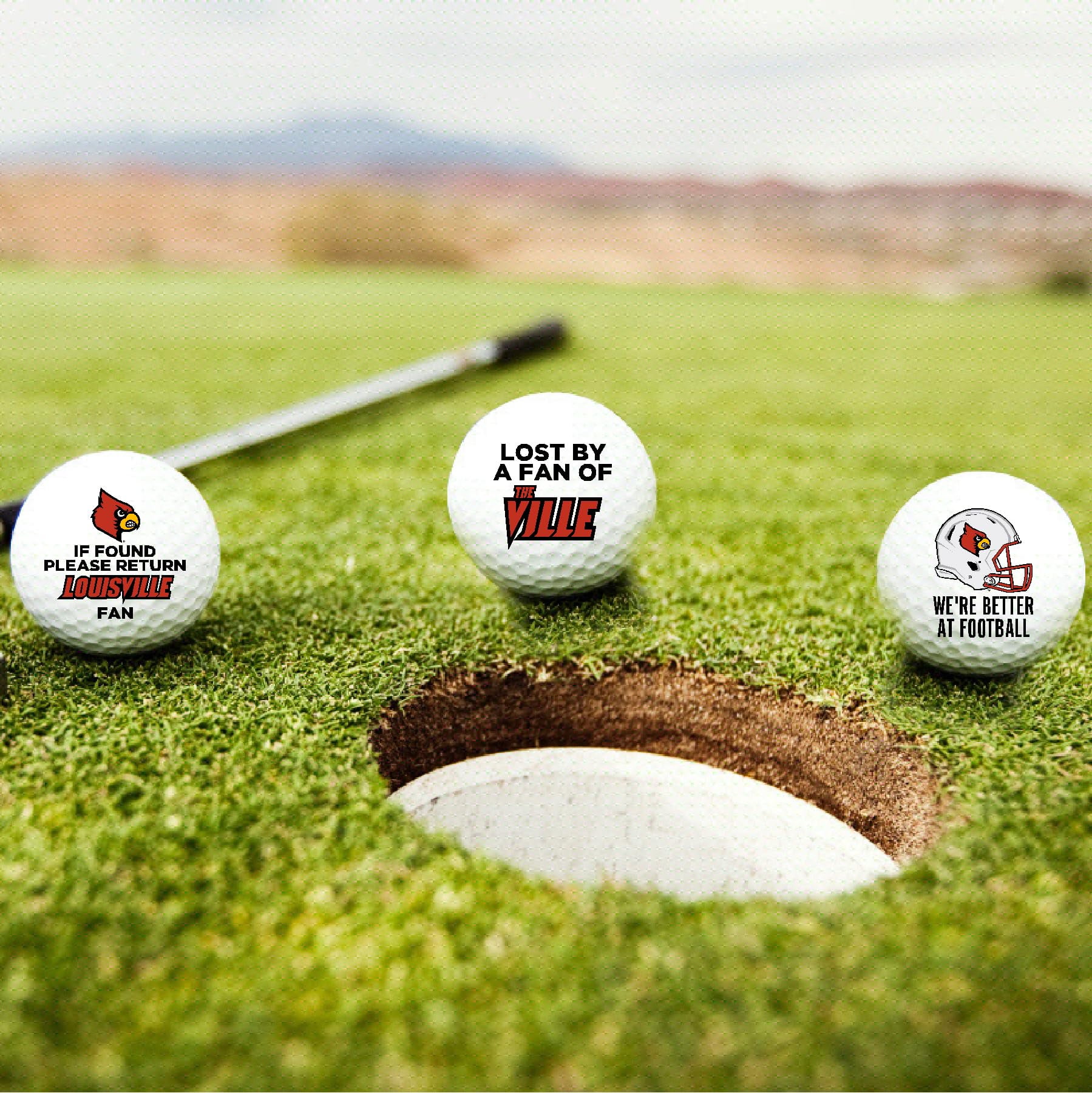 University of Louisville Cardinals Edition Funny Officially Licensed NCAA Taylormade Distance+ Golf Balls 12-Pack (Dozen)