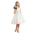 thumbnail image 3 of Zaldita Kids Sleeveless Flower Girl Tulle Tutu Dress Lace Embroidery First Communion Gown Ivory 8, 3 of 7