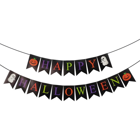 TopLLC Halloween Decor Fall Decor Halloween Banner, Fabric Letter Print Banner Pulling Flag With Halloween Party Decoration Indoor And Outdoor Home Halloween Party Favor