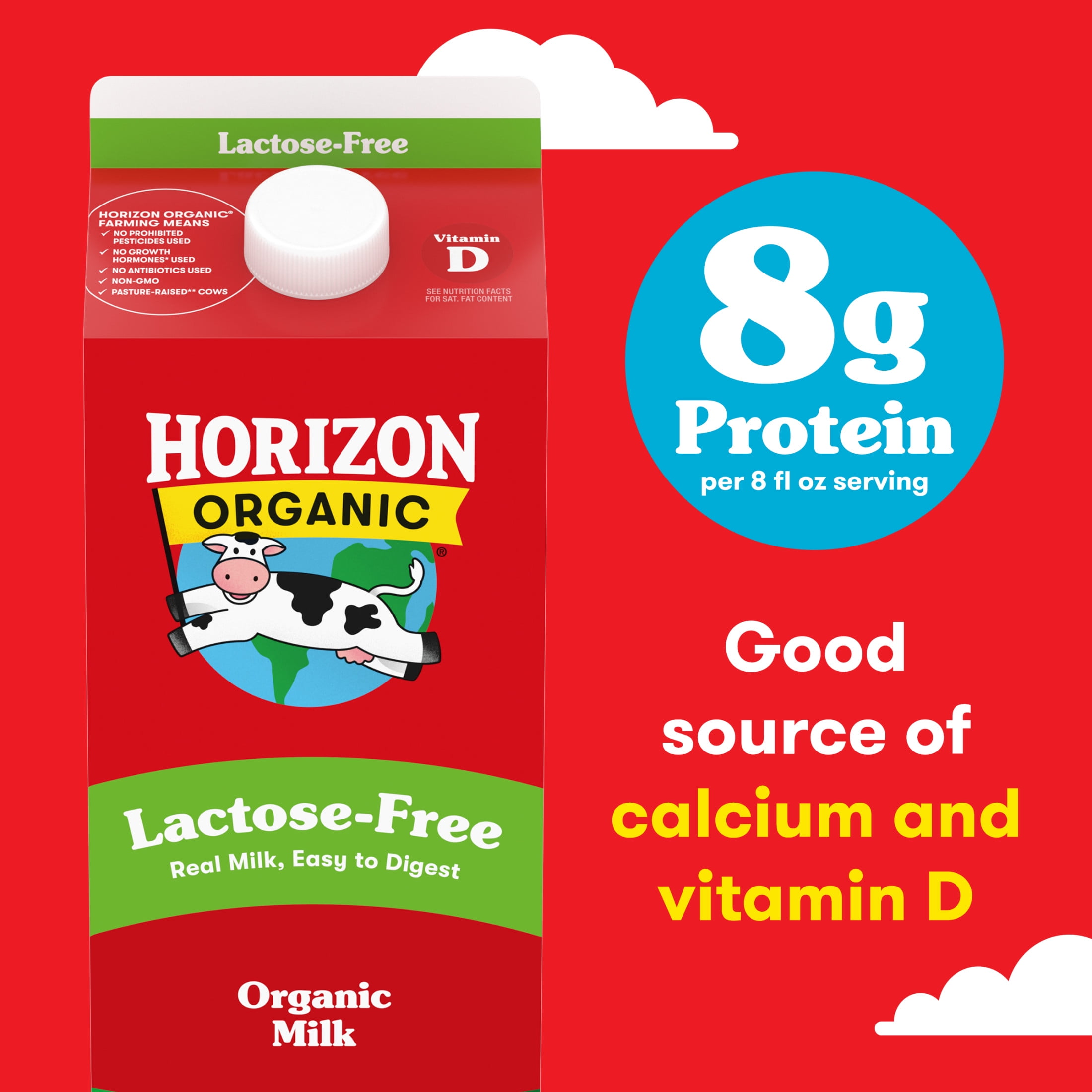 Horizon Organic Lactose Free Milk, Whole, 64 fl oz Carton