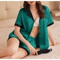 thumbnail image 2 of Ekouaer Womens Silk Satin Pajama Set Short Sleeve PJs 2 Piece Button Down Top and Shorts Soft Sleepwear, 2 of 5