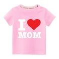 thumbnail image 1 of Pisexur Mode Mignon pour Tout-Petits Garçons Filles Couleur Unie Col Rond Saint-Valentin Imprimé Cœur Manches Courtes, 1 of 3
