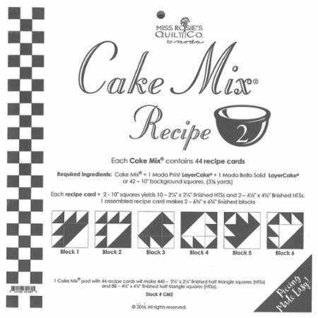 Cake Mix Recipe #2 ~44 recipe cards 450, 2-1/4