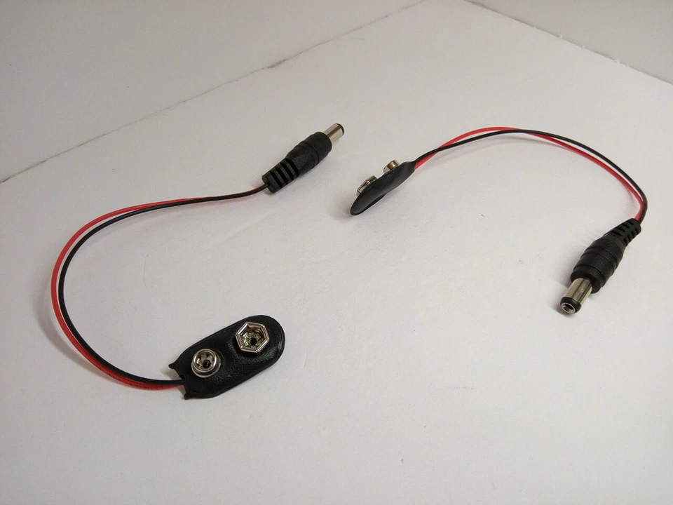 CRESTIN- 2X 9V Battery Connection To Dc 5.5X2.1Mm Power Cable Adapter Wire For Arduino