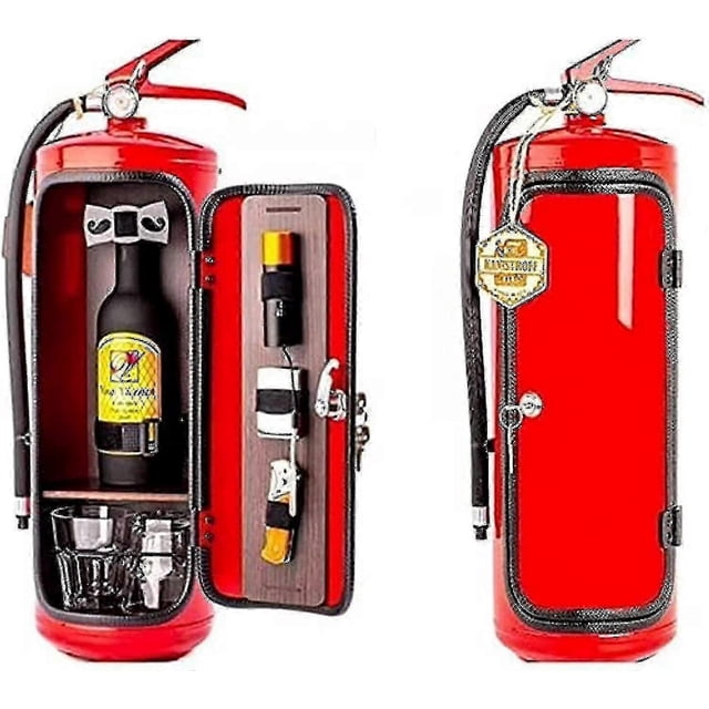 Fire Extinguisher Shaped Mini Bar, Plastic and Iron Material, Creative Gift Wine Rack