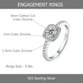 thumbnail image 5 of LeCalla 925 Sterling Silver Rhodium Plated Rings Cushion Cut Cubic Zirconia CZ Engagement Rings Wedding Bands for Women Promise Rings for Her (Size - 5), 5 of 7