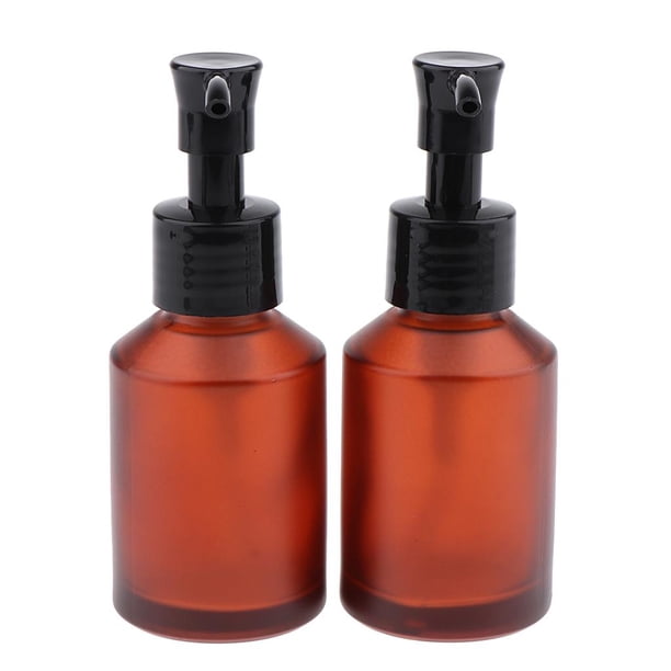 2 botellas de vidrio vacías, rellenables con bomba, ideales para lociones y líquidos de 60 ml. 60ml