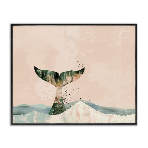Stupell Industries Pink Abstract Whale Tail Abstract Painting Black Framed Art Print Wall Art, 14 x 11