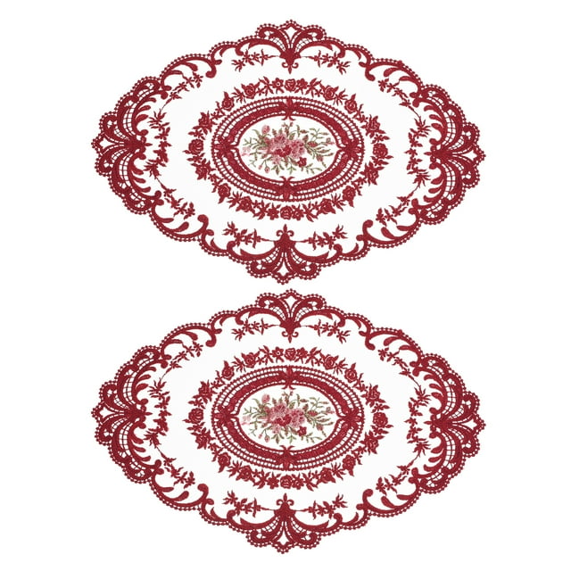 Salvamanteles de Encaje Retro Unique Bargains 2 Paquetes 12X16 Pulgadas Rojo
