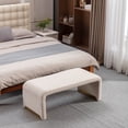 thumbnail image 4 of Boucle Fabric Loveseat Ottoman Footstool Shoe Bench Bedroom End of Bed Bench Foot Stool Upholstered Bench, 4 of 8
