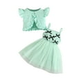 thumbnail image 2 of Placlothes Tutu Dress and Cute Tops with Skirt for Girls 2 Piece Outfits Little Girls and Big Girls Summer Fall Skirt Sets Solid Green Birthday Bow Kids Size 6 Months, 2 of 7