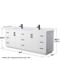 thumbnail image 5 of Wyndham Collection Miranda 84" Wood Double Bathroom Vanity in White/Matte Black, 5 of 6