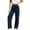Navy, variant on LEAVINGSUO Wide Leg Sweatpants for Women Drawstring Elastic Waist Side Flap Pocket Work Pants Straight cut Casual Trousers Navy S