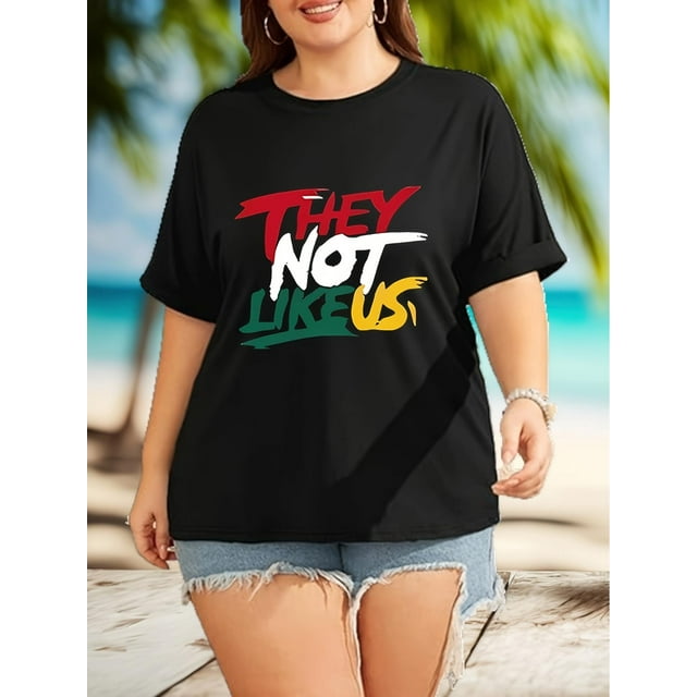 Loose Short Sleeved Crew Neck T-shirts, They Don't Like Us Shirts, Cotton Crew Neck Short Sleeved Summer Baggy Tops, Comfortable Plus Size Women's Clothing Tee For Adult, Men, Women, Teen, Teenager,