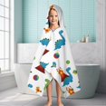 thumbnail image 6 of White Dinosaurs Volcanoes Birds Pattern Hooded Bath Towel，60"x35" for Ages 3 To 12 Kids, Quick Dry Lightweight Soft Microfiber Hood Beach Towel Cover Up for Kids, 6 of 7