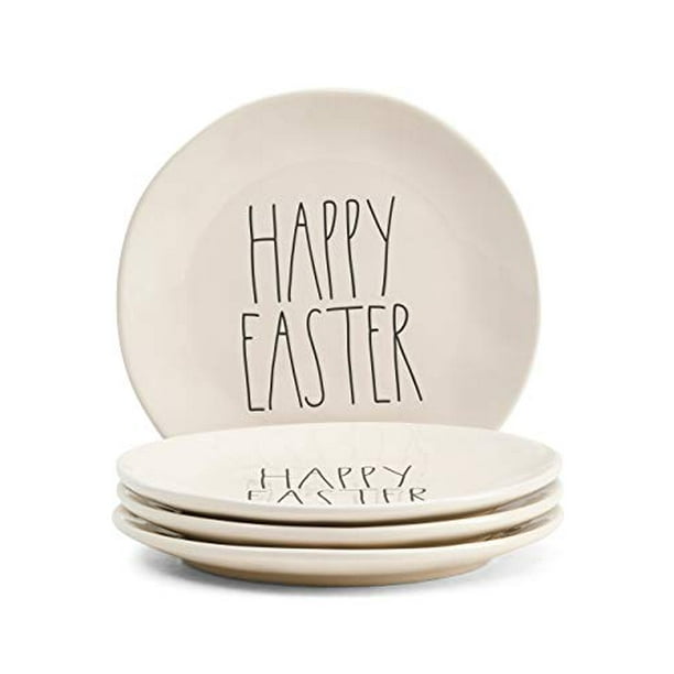 Rae Dunn by Magenta Easter Dinner Plates Set of 4 (Happy Easter